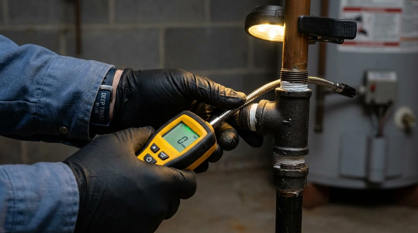 Gas leak detection with electronic sniffer by Johns Plumbing LLC in Grandview