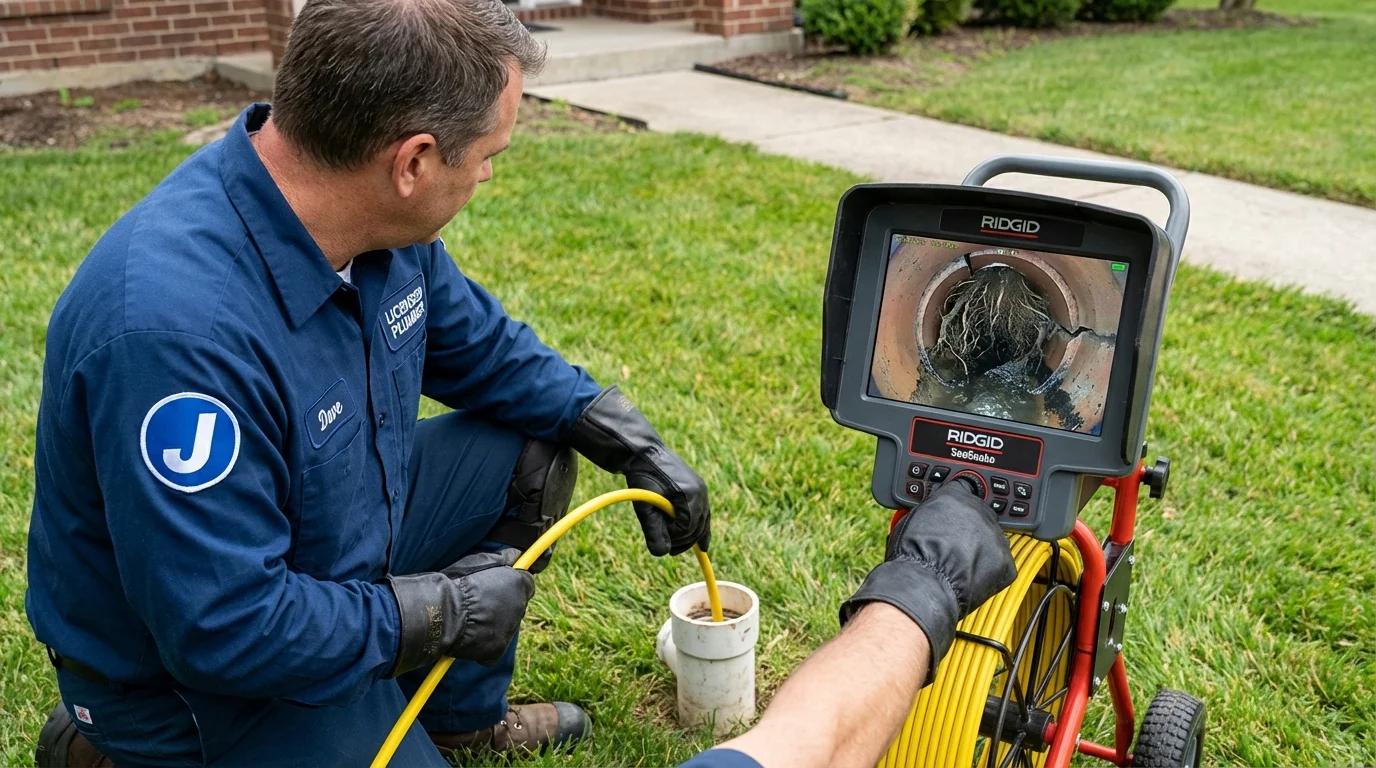Sewer camera inspection being performed by Johns Plumbing LLC in Grandview